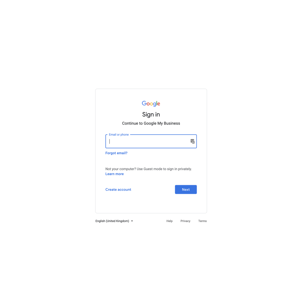 Step 1 - Google My Business Desktop