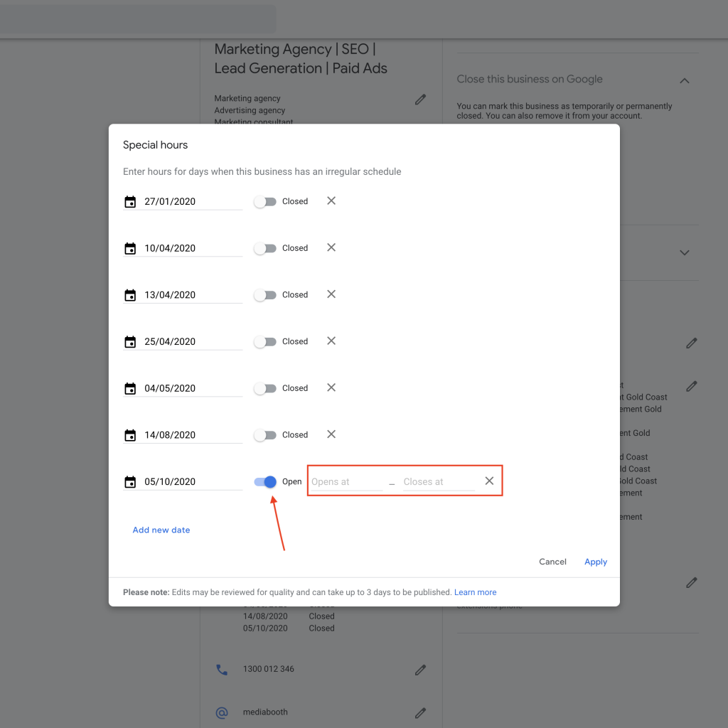 Set Special Hours On Your Google My Business Page